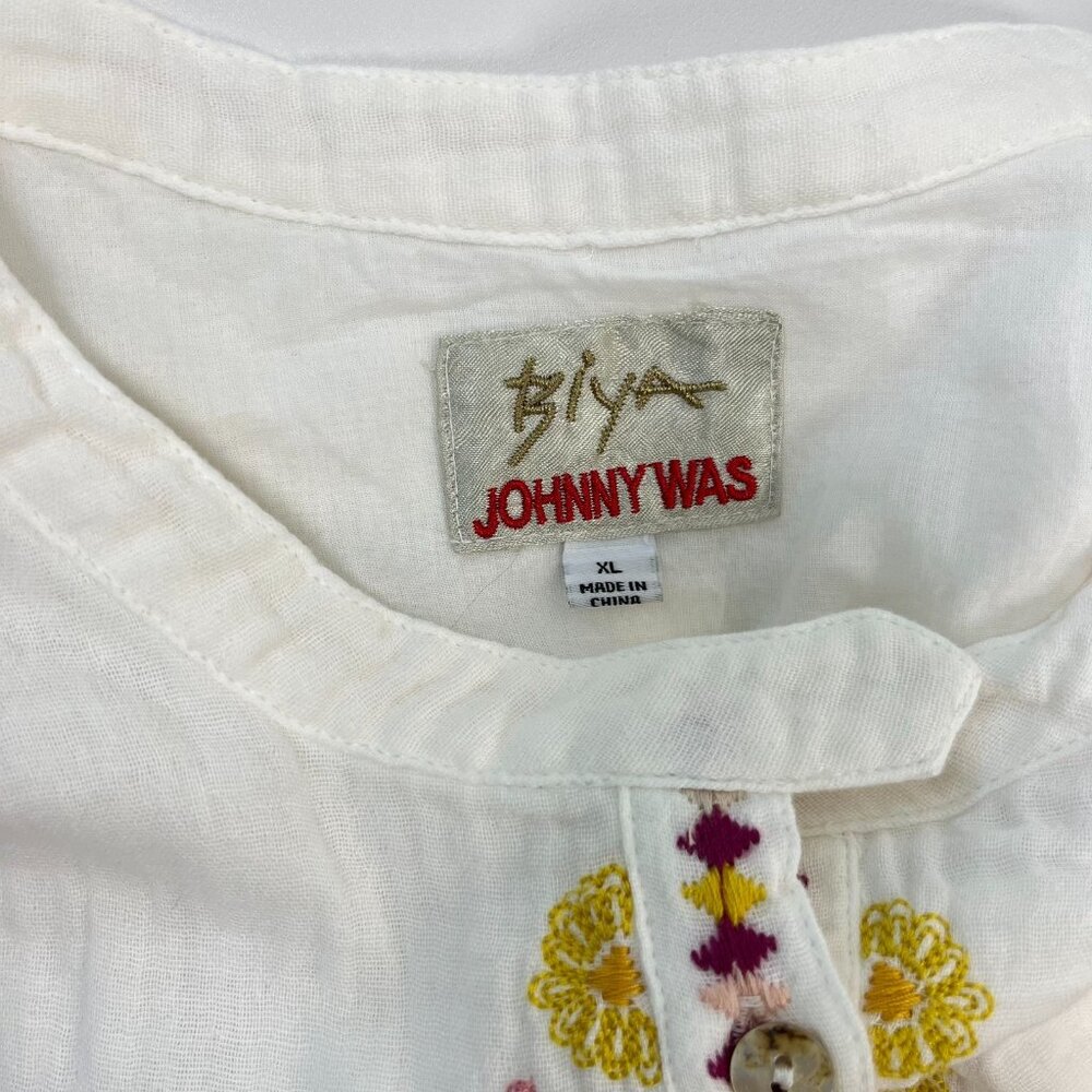 NWOT Johnny Was Women's Embroidered Linen Cotton Mini Dress White Size XL Pocket - Picture 4 of 15